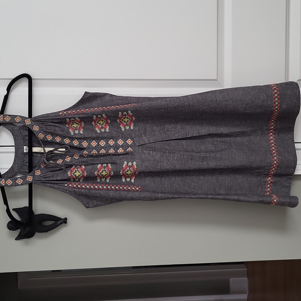 Anthropologie/Uncle Frank Embroidered Halter Dress - Gray - S